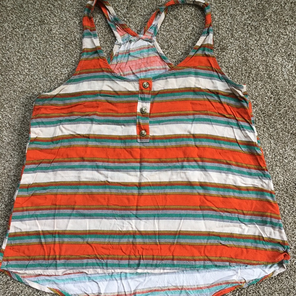 🌈 BLU PEPPER, Tank, Stripes, Hi-Low Racer Back, S